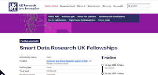 UKRI Smart Data Research Fellowships – United Kingdom, 2026/2027